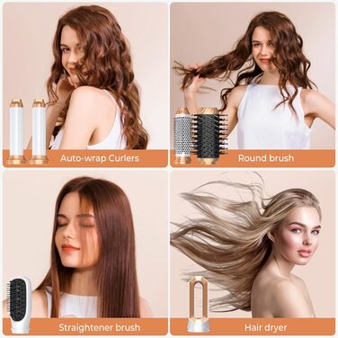 Набір для укладки волосся 7 в 1 OKWRAP Airstyler: фен, плойка, щітка, випрямляч. 110000 об/хв, іонізація, тиха робота. Колір: сірий