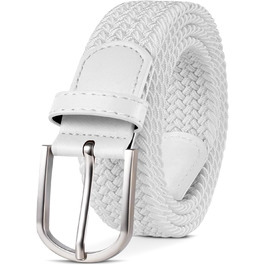 Жіночий/Чоловічий тканинний ремінь Tangchao з плетіння, еластичний, 3.3 см, довжина 90-135 см, білий