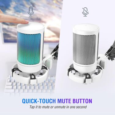 Мікрофон FIFINE для ігор та запису, USB, зі стійкою, для ПК, MAC, PS4, PS5, білий