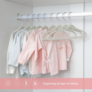 Плечики для дитячого одягу ManGotree з велюру, 30 шт. з обертовим гачком, плечики для дітей та дитячого одягу, бежеві