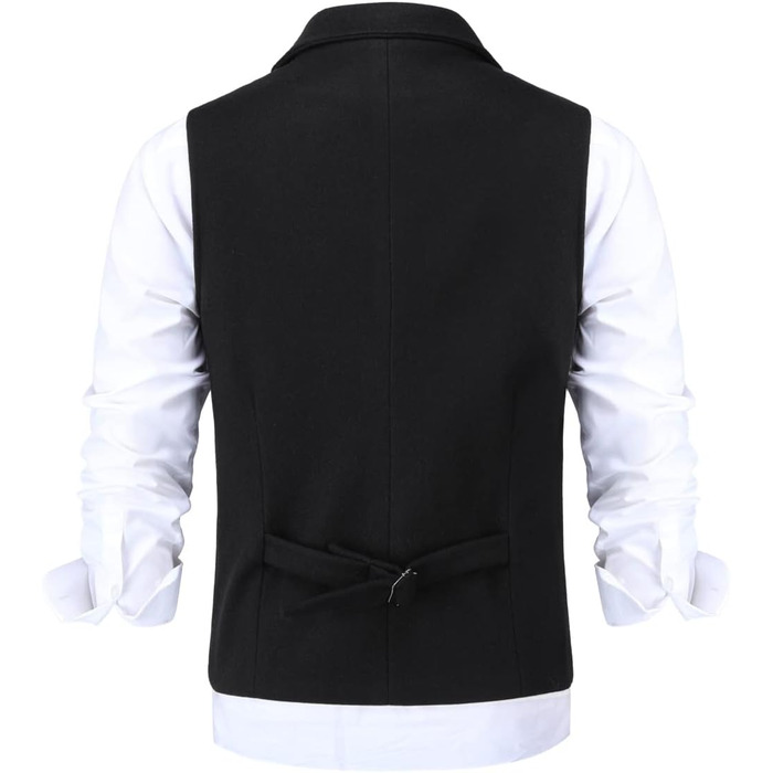 Жилет чоловічий Allthemen Revers Tweed Вовна, для костюма, формальний, Regular Fit, Retro, Business, весілля (XL, Чорний)