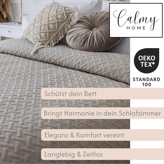 Day blanket 200x220 Bedspread Bed cover Sofa cover Quilted blanket Sofa blanket Throw blanket Bed covers XXL Coverlet Quilted day blankets quilted Quilt Bedspread (240x260cm, Beige)