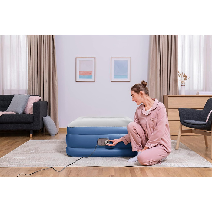 Надувний матрац Bestway TriTech Vento XL з електронасосом 191x97x46 см, синій