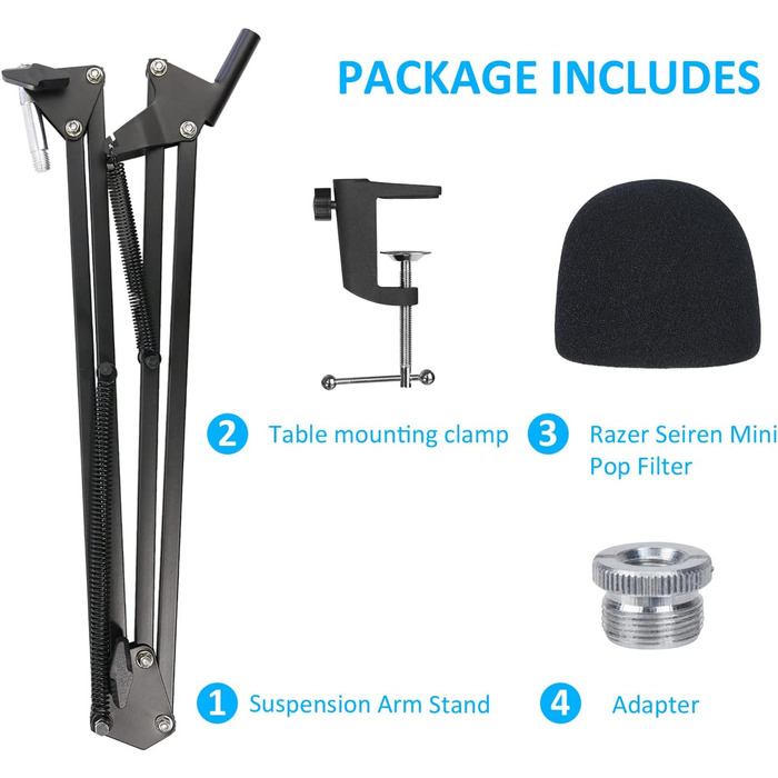 Кріплення для мікрофона YOUSHARES Razer Seiren Mini/V3 Mini – професійний тримач з вітрозахистом для геймінгу, стрімінгу та подкастингу