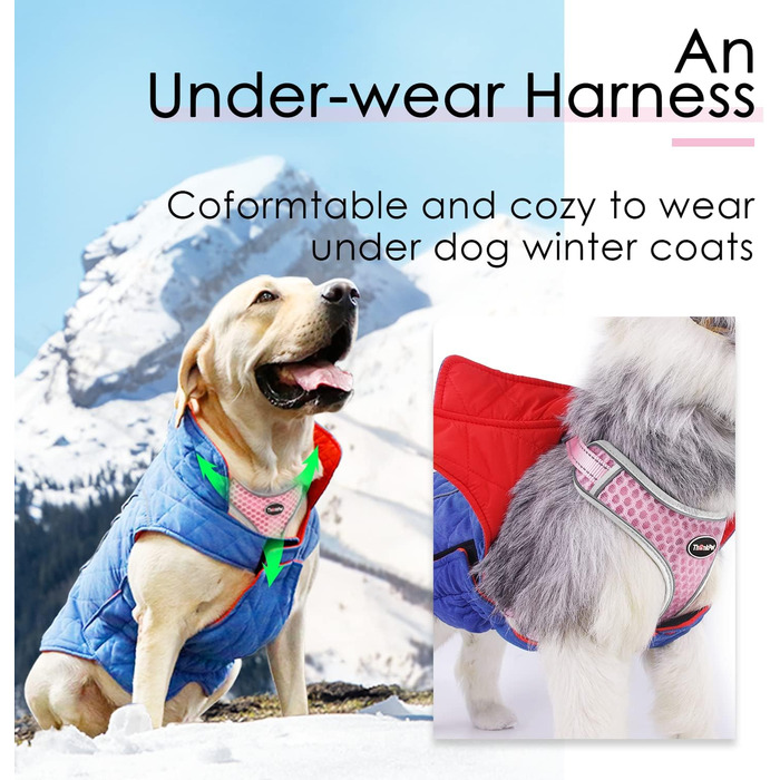 Шлейка для собак ThinkPet No-Pull, дихаюча, для малих, середніх та великих собак, регульована, м'яка, для прогулянок, безпечна, з контролем, з підкладкою, світловідбиваюча (Рожева, M, 1 шт.)