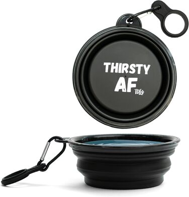 Складаний миска для собак TDL, 350 мл, чорний: для води та корму, з карабіном та тримачем для пляшки