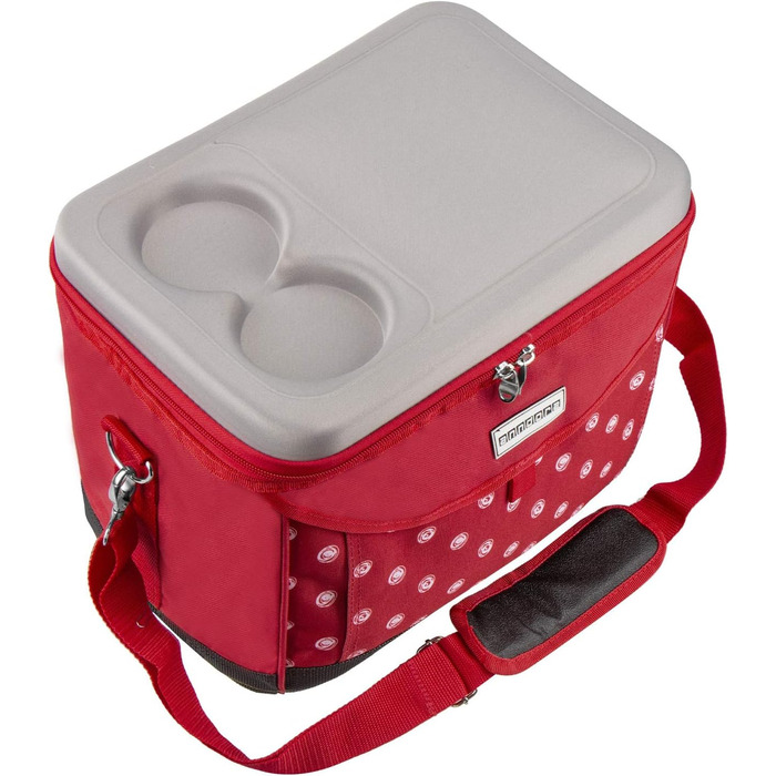 Термосумка Anndora 22L для пікніка, 35 x 24 x 27 см, червоно-біла в горошок