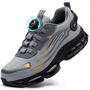 Робочі черевики з металевим підноском для чоловіків та жінок. Безпечні черевики Unisex, спортивний дизайн, легкі, антипрокольні, розміри 38-46 EU, сірий колір