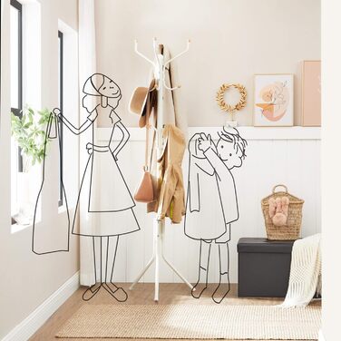 SONGMICS 182 cm (5.97 ft) Height Wardrobe Rack, Stable Metal Clothes Rack, Wardrobe, White, RCR19W