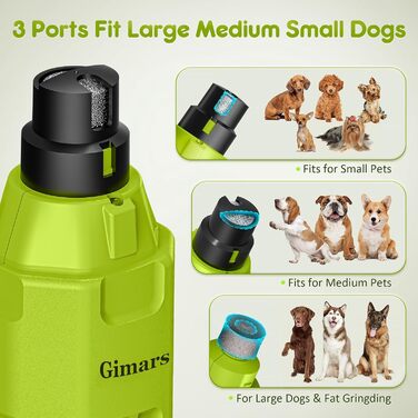 Шліфувальник для собак та котів Gimars з 6 режимами, LED-підсвічуванням, USB-зарядкою та регулюванням швидкості (зелений)