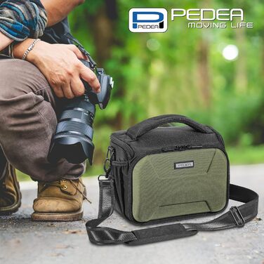 PEDEA SLR 'Guard' – Фотосумка-месенджер для дзеркальної камери (Зелена, L) з дощовиком та відділеннями для аксесуарів