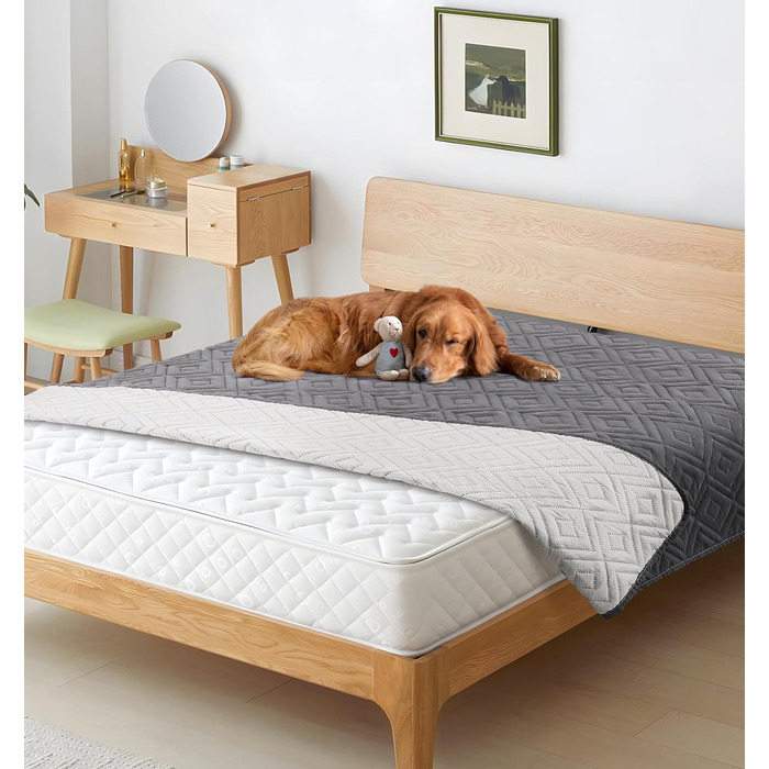 Водонепроникний килимок для собак, антиковзкий та пральний, ковдра для собак та котів, захист дивану від шерсті та подряпин, ідеально підходить для дивану, ліжка, автокрісла (Сірий, 97×190см) (170x210см)