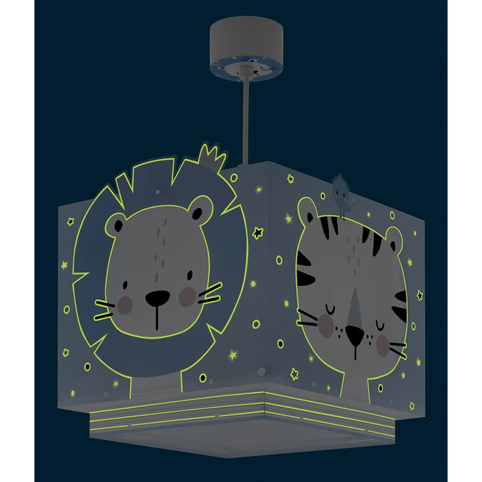 Dalber Kids Lamp Pendant Light Hanging Lamp Baby Jungle Animals Jungle Animals, Plastic, Blue
