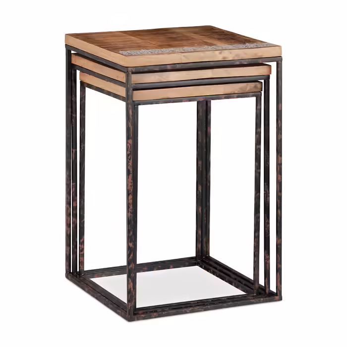 Relaxdays Side Table Set of 3 Mango Wood