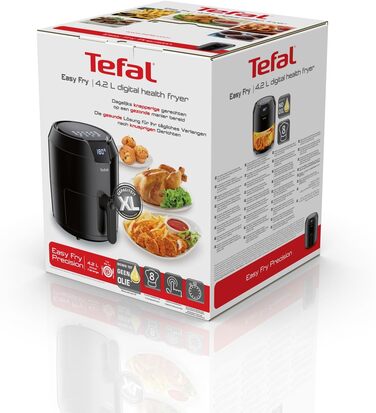 Tefal EY4018 Easy Fry Precision XL Hot Air Fryer | Air Fryer | 1500 W | 4.2 L for 6 Portions | 8 Automatic Programs | Digital Display | Energy-Saving | Healthy Oil-Free Fryer | Black