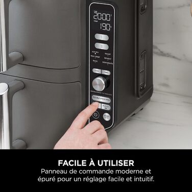 Ninja Double Stack XL Air Fryer Hot Air Fryer, 9.5L Air Fryer, Double Basket Hot Air Fryer with 4 Cooking Levels, 2 Baskets, 2 Racks, Space-Saving Design, 6 Cooking Functions, 8 Portions, Grey SL400EU Stacked Double Drawer 9.5L Grey