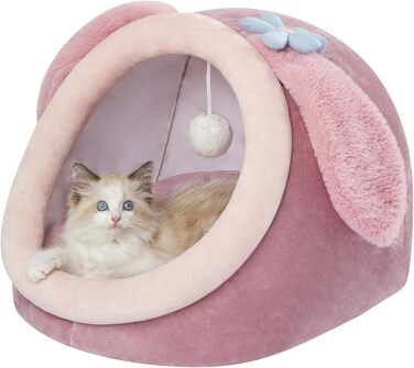 Кішечка-будиночок для котів Jiupety, ліжко-печера для котів, зелений, середній (38x37x32 см), з неслизьким дном, знімний, з можливістю прання