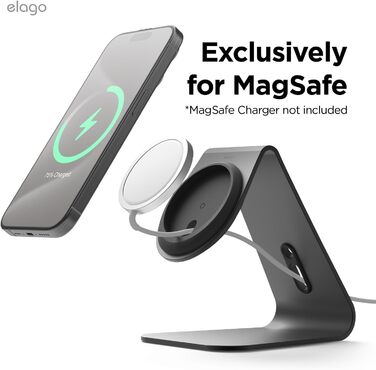Підставка для зарядки MagSafe Elago MS4, Алюмінієва, сумісна з iPhone 17/16/15/14/13/12, Standby Mode (iOS 17), чорний [Зарядний пристрій не входить до комплекту]
