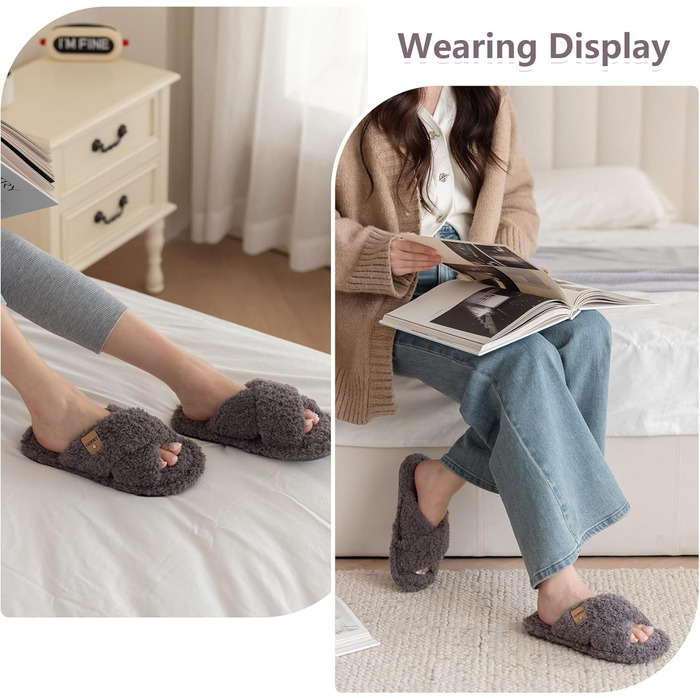 Жіночі домашні тапочки з Memory Foam - зручні та стильні домашні капці для спальні, відкриті, з перехресними ремінцями, неслизька підошва, для дому/на вулицю, трендові шльопанці як стильний подарунок для жінок, мами, дружини, білі (сірі), 42/43 EU