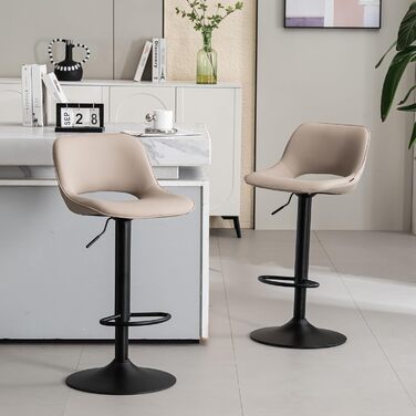 YOUNIKE Set of 2 Adjustable Bar Stools - Boho Patchwork Design, Swivel Kitchen Counter Stools with Hollow Backrest - Yellow-Green (Khaki)