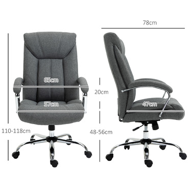 Vinsetto Ergonomic Office Chair, Height Adjustable with Rocking Function in Grey for Office and Home Office