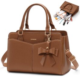 Сумка жіноча RAINSMORE середнього розміру з PU шкіри, коричнева: сумка-тоут, сумка на плече, сумка через плече