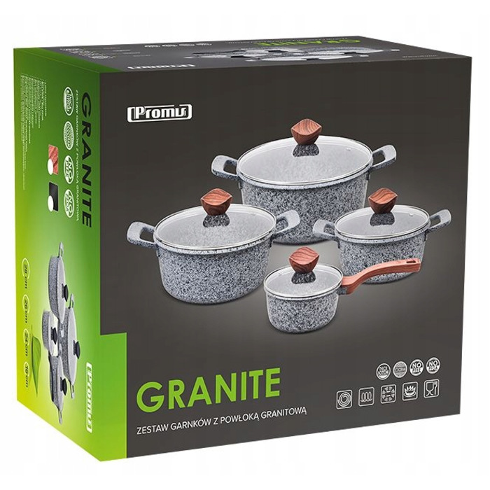 Набір алюмінієвих каструль та сковорідок Promis GRANITE, 10 предметів