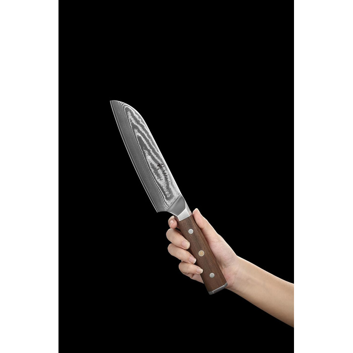 Ніж кухонний Wakoli Santoku Damast (18 см), сталь VG10, 67 шарів, рукоять з горіха, професійний, в подарунковій коробці