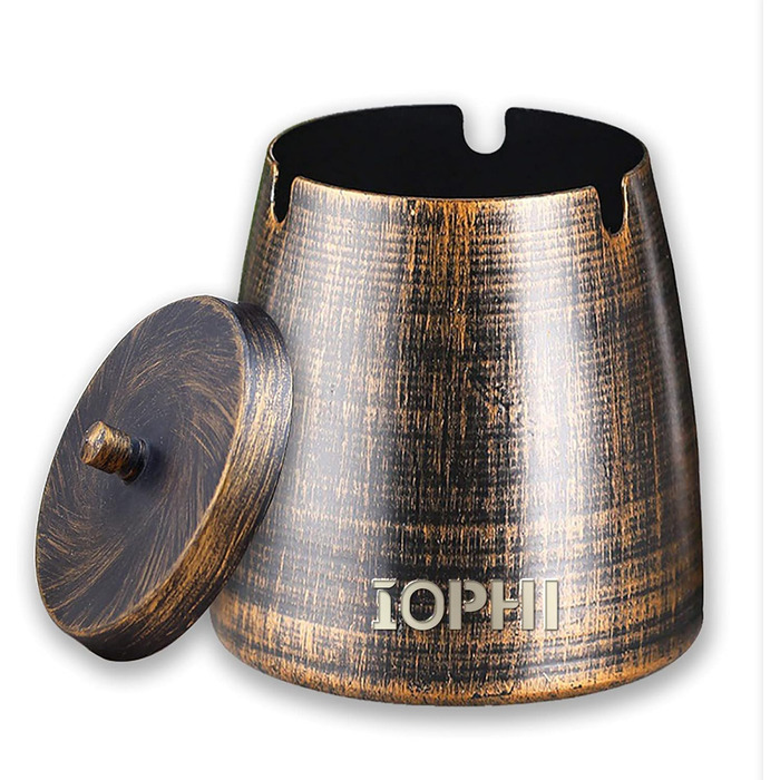 Стакан для сигарет з кришкою, для дому та вулиці, нержавіюча сталь, вітрозахисний, для садів, барів, офісів (великий)