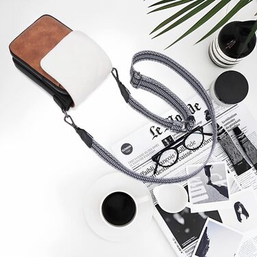 Сумка-органайзер на шию MUIIKOLA для телефону з RFID-захистом, велика місткість, екошкіра, гаманець, широка лямка, чорно-коричнево-біла