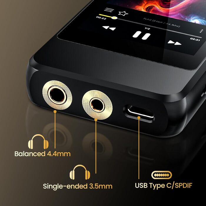 HIFI WALKER H20 Pro: Аудіо-плеєр Hi-Res з Bluetooth 5.1, DAC DSD256, 64GB