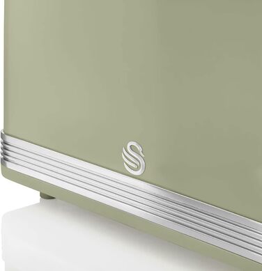 Набір для сніданку Swan Retro: 1.8L чайник, тостер на 2 шматки, мікрохвильова піч 20L, зелений, вінтажний дизайн