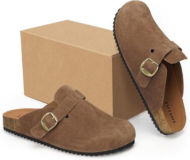 Intini Clogs - капці-клоги для жінок та чоловіків, шкіряне устілка, домашні та садові тапочки, літні сандалії, зручні шльопанці, розмір 36-48 (43 EU, темно-коричневий)