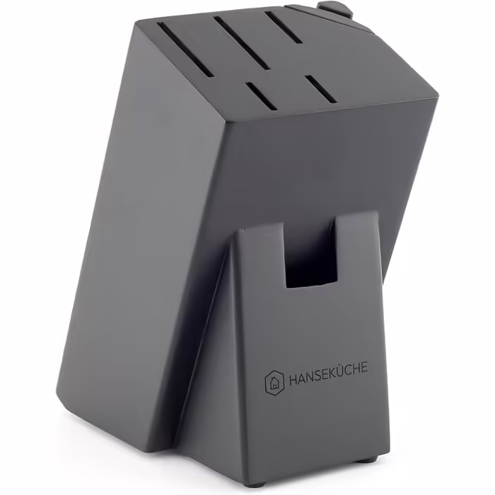 Hanseküche Knife Block - 7-Piece Knife Set with Integrated Sharpener - Knife Holder with Knives - Kitchen Knife Set Chef's Knife, Knife Set with Block, Black Knives