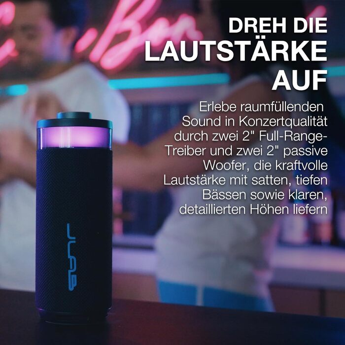 JLab Go Party: Портативна Bluetooth колонка з RGB підсвіткою, IP56 (10W, 16+ годин, Mulberry)
