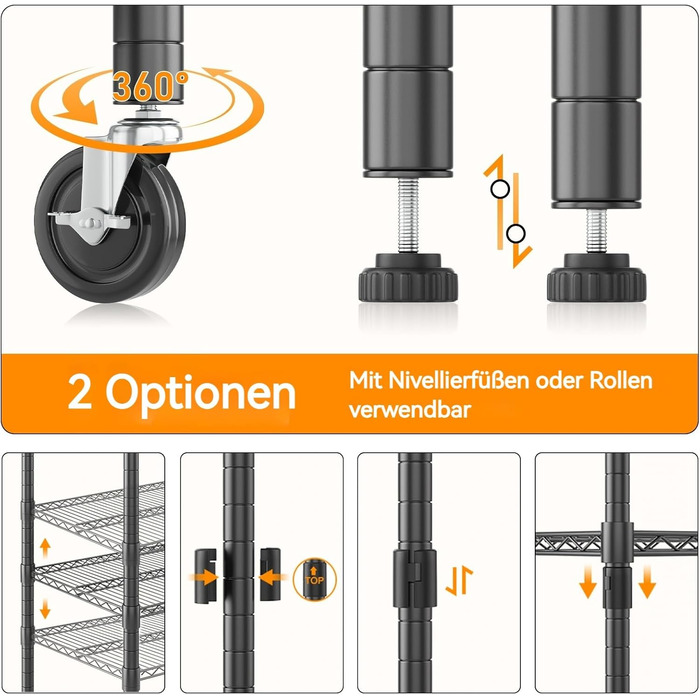 Himimi 5-Tier Rolling Wire Shelving Unit