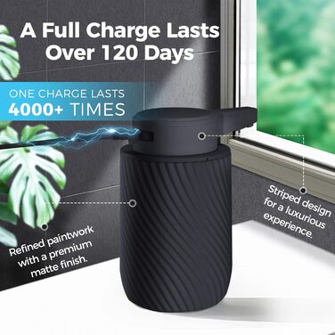 Automatic Soap Dispenser 300ml Electric Automatic Soap Dispenser with Sensor, No Touch Automatic Soap Dispenser with USB Charging for Bathroom, Kitchen, Toilet Black
