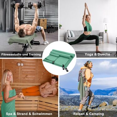 HiiPeak Рушник з мікрофібри: компактний, легкий, швидковисихаючий для спорту та басейну (180 x 90 см, колір: зелений)