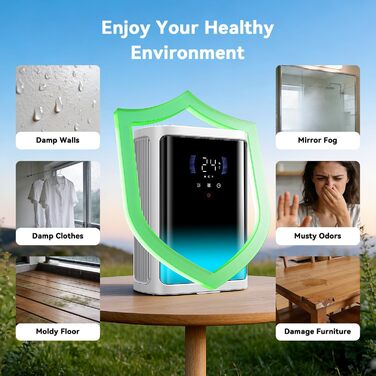 Електричний осушувач повітря Leise для сушіння одягу з таймером, автовимкненням та 7-кольоровими індикаторами (850 мл/год, 24 дні)