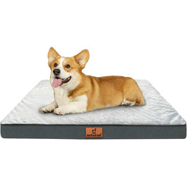Ортопедичне ліжко для собак великих порід HNUOUNH, 76x50x8 см. Миється, знімний чохол, антиковзаюче дно, сіре