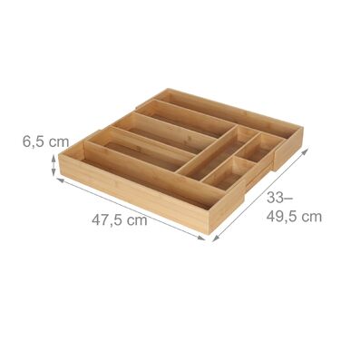 Ящик для столових приборів Relaxdays з висувним бамбуковим ящиком