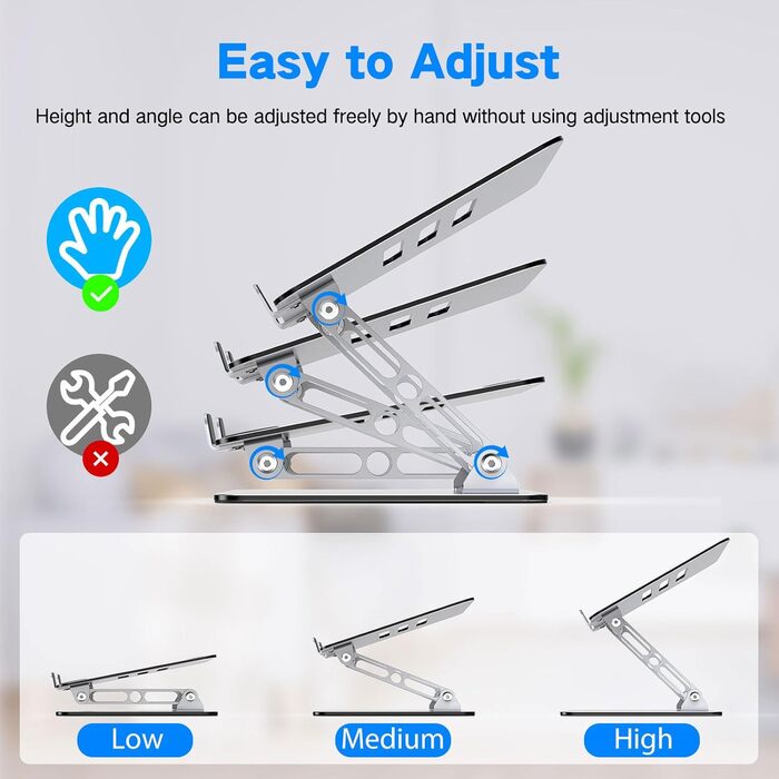 Підставка для ноутбука Tonmom, регульована, з ABS+силікону, з вентиляцією, для MacBook Pro/Air, HP, Sony, Dell, 10-15.6