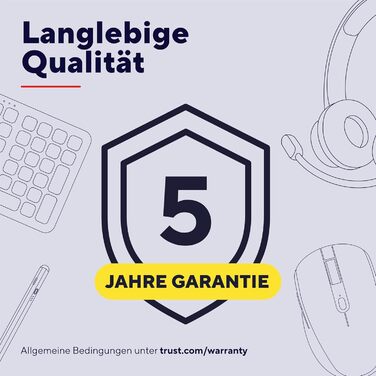 Бездротовий комплект клавіатури та миші Trust Ymo II з QWERTY (німецький), плоскі клавіші, захист від бризок, миша на 800-1600 DPI, USB-приймач, для ПК, комп'ютера, ноутбука, Mac