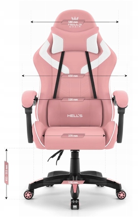 Ігрове офісне крісло Hell's Chair HC-1007 2.0 Pink, екошкіра