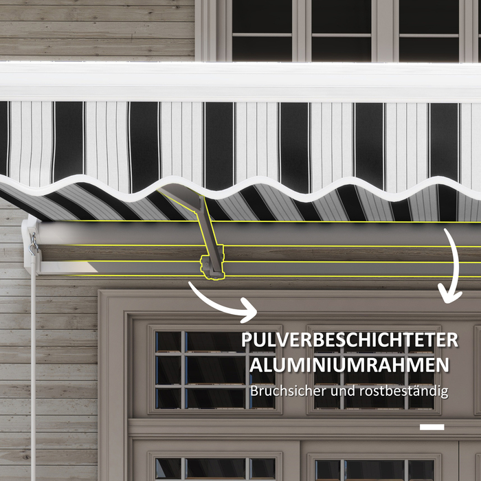 Outsunny Balcony Awning, 3.95 x 2.45 x 3.50 m, UV-resistant, suitable for all surfaces, awning with hand crank, aluminum, polyester, blue