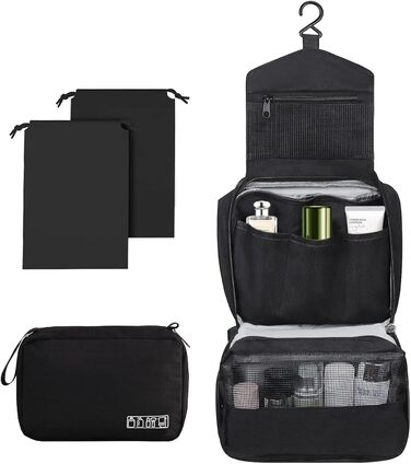 Чоловіча/Жіноча косметичка для подорожей з гачком, велика, чорна