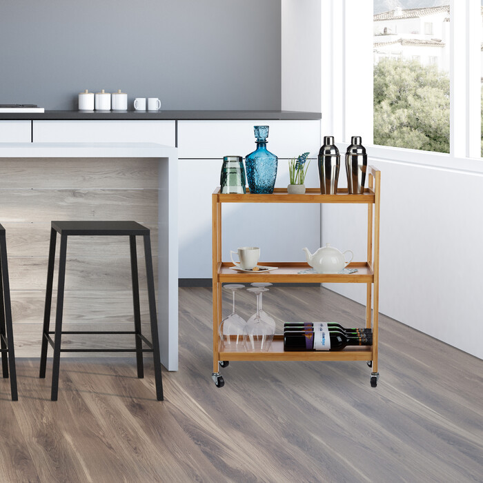 Relaxdays Serving Trolley Bamboo