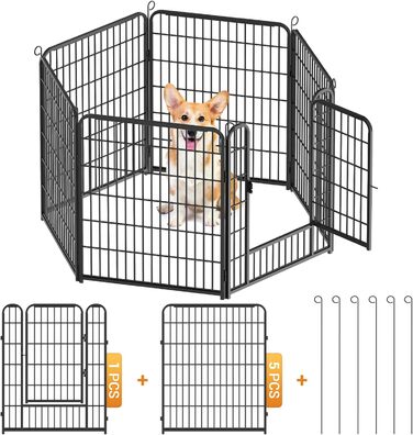 Кінець для цуценят, ігровий майданчик, вольєр для цуценят з дверцятами та засувом, огорожа для тварин, загородження для собак, вольєр для кроликів, металеві з'єднання, 65 x 80 см (8 секцій)