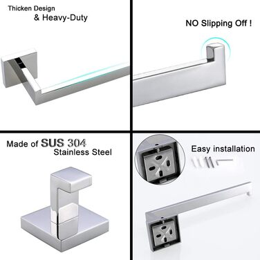 Stainless Steel Toothbrush Holder Bath Drinking Glass Tumbler with Holder Wall Mount, Polished Surface, K7007P (Set of 4)