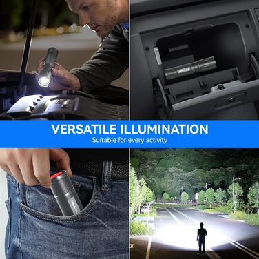 LED ліхтарик Gearlite 2 шт., 2000 люмен, 5 режимів, водонепроникний IP65, для кемпінгу, туризму, дітей, невідкладних ситуацій (сірий)